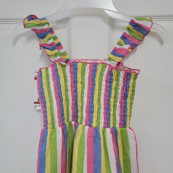 Zunie Girl A-Line Ruffled Straps Long Dress Multi Striped Size XS (4/5) - Picture 4 of 7